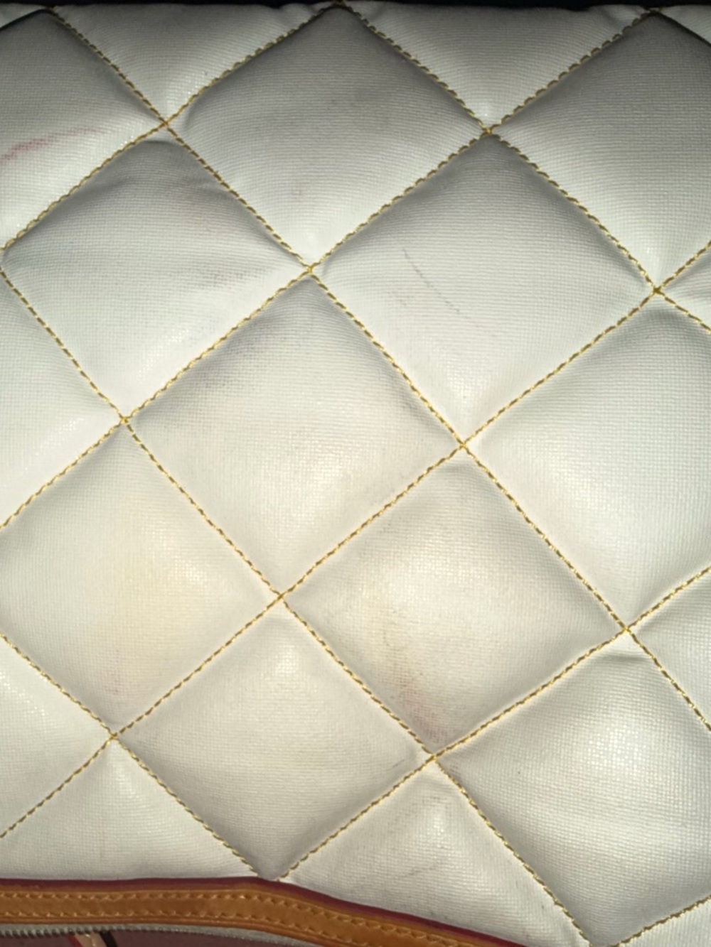 Dooney & Bourke Cream Quilted Leather Shoulder Bag with Tan Trim - Picture 11 of 12